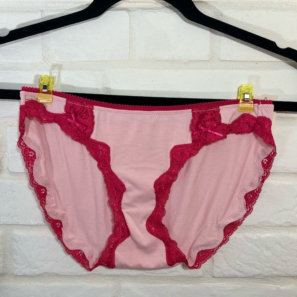 NWT Soma Embraceable Lace Bikini  Underwear Panty Soft Pink/ Azalea Small #0113